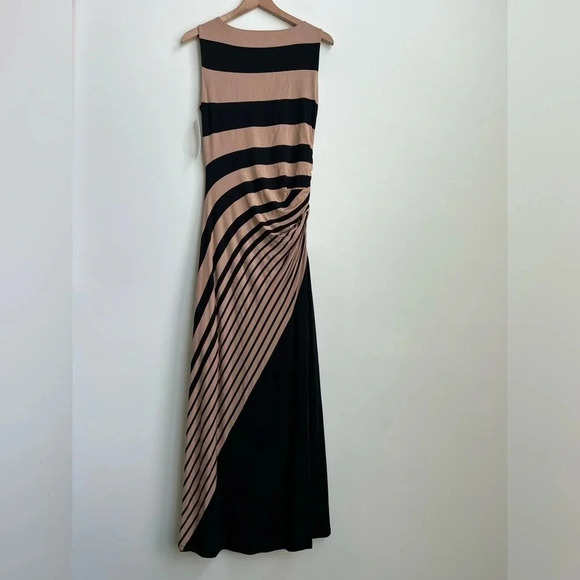 NWT Soft Surroundings “Here To Infinity” Striped Maxi Dress Black/Tan Small 6-8 - Picture 12 of 13